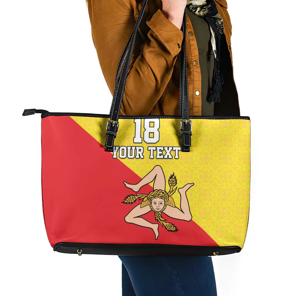 Custom Sicilia Football Leather Tote Bag Naziunali Siciliana - Wonder Print Shop