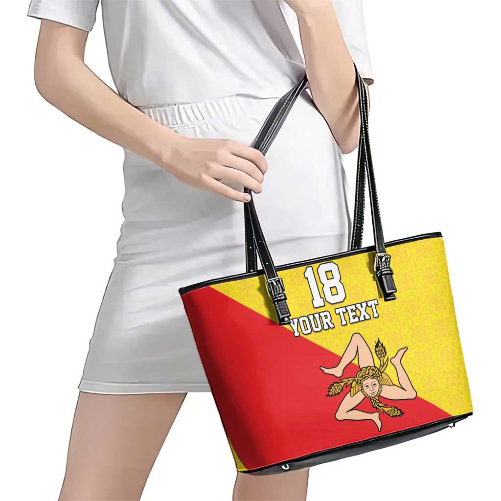 Custom Sicilia Football Leather Tote Bag Naziunali Siciliana - Wonder Print Shop