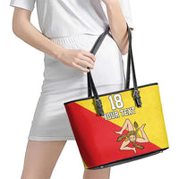 Custom Sicilia Football Leather Tote Bag Naziunali Siciliana - Wonder Print Shop