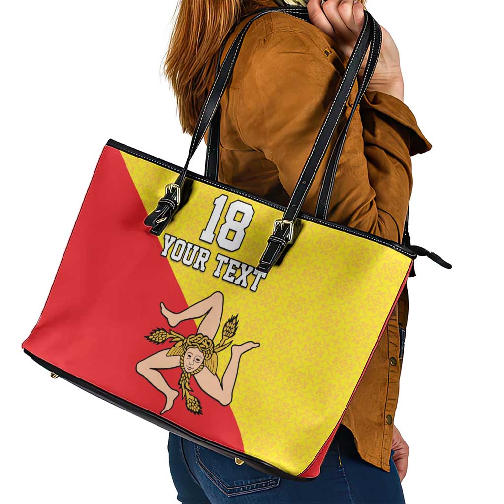 Custom Sicilia Football Leather Tote Bag Naziunali Siciliana - Wonder Print Shop