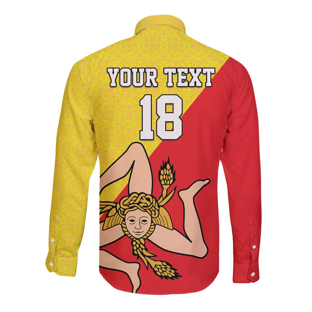 Custom Sicilia Football Long Sleeve Button Shirt Naziunali Siciliana - Wonder Print Shop