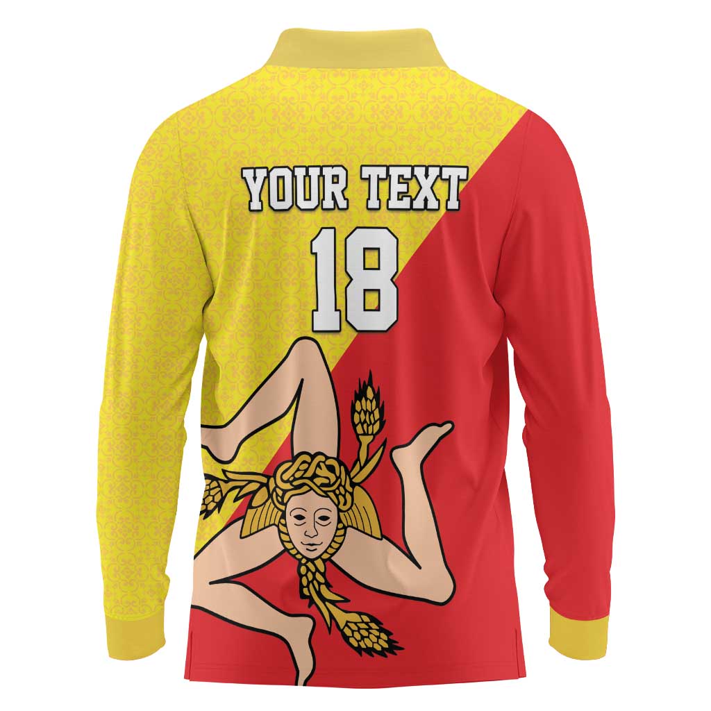 Custom Sicilia Football Long Sleeve Polo Shirt Naziunali Siciliana - Wonder Print Shop
