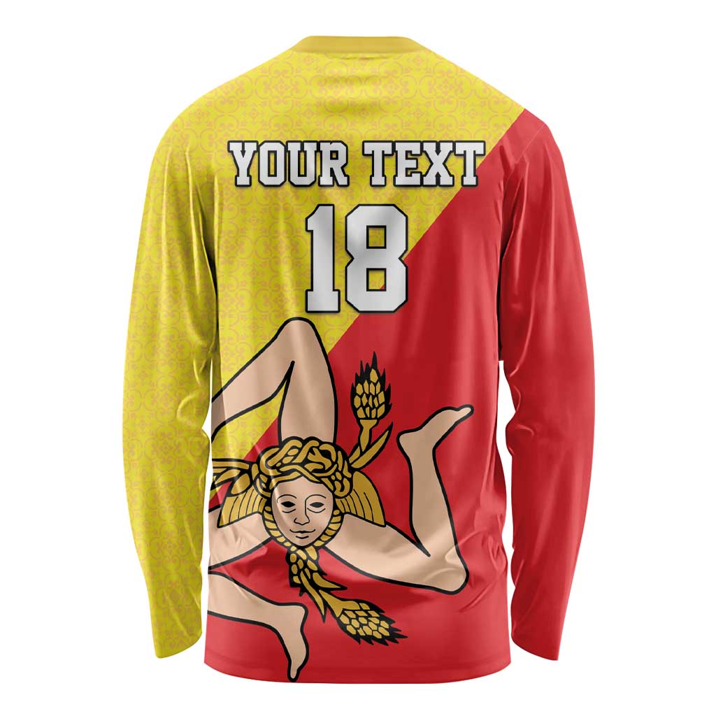 Custom Sicilia Football Long Sleeve Shirt Naziunali Siciliana - Wonder Print Shop
