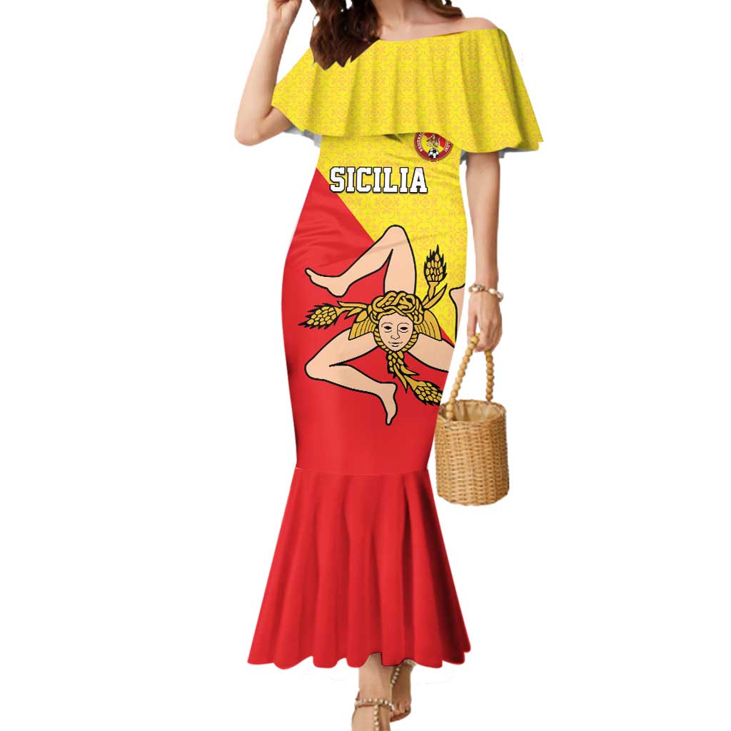 Custom Sicilia Football Mermaid Dress Naziunali Siciliana - Wonder Print Shop