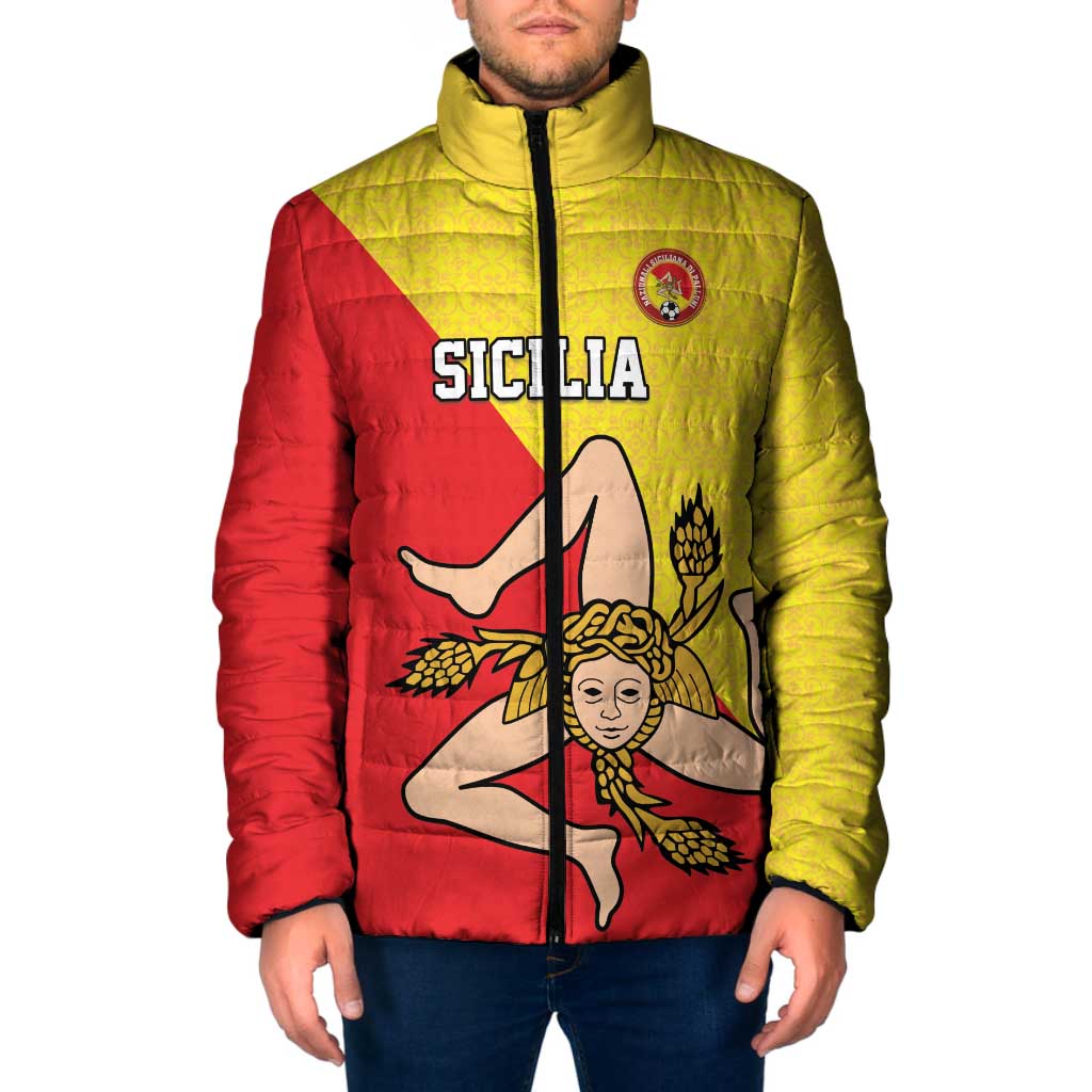 Custom Sicilia Football Padded Jacket Naziunali Siciliana - Wonder Print Shop