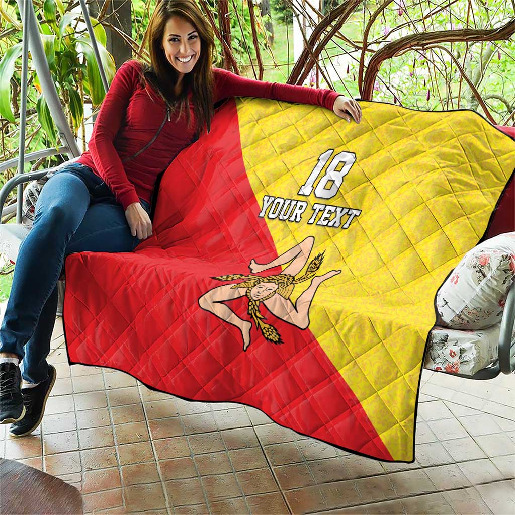 Custom Sicilia Football Quilt Naziunali Siciliana - Wonder Print Shop
