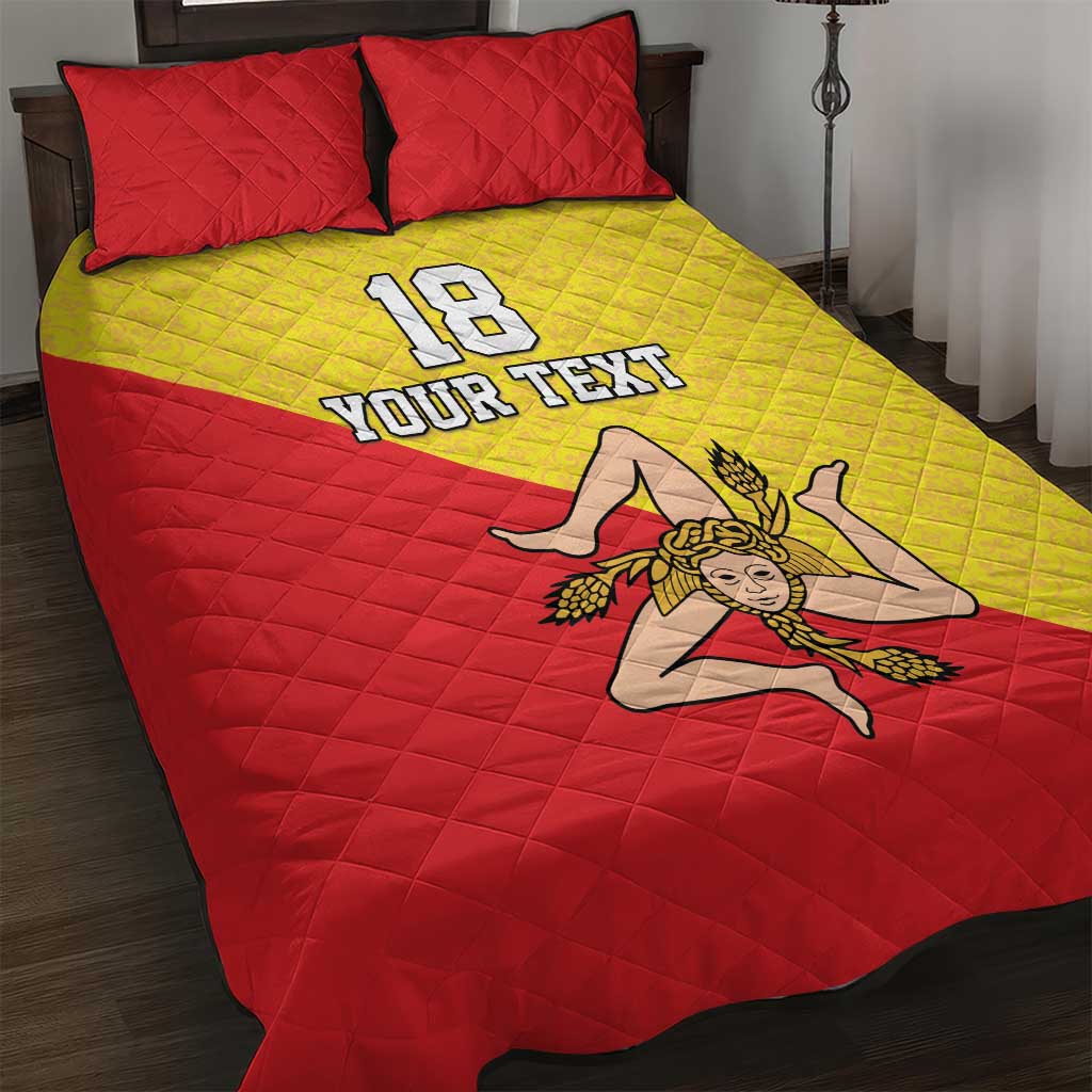 Custom Sicilia Football Quilt Bed Set Naziunali Siciliana - Wonder Print Shop
