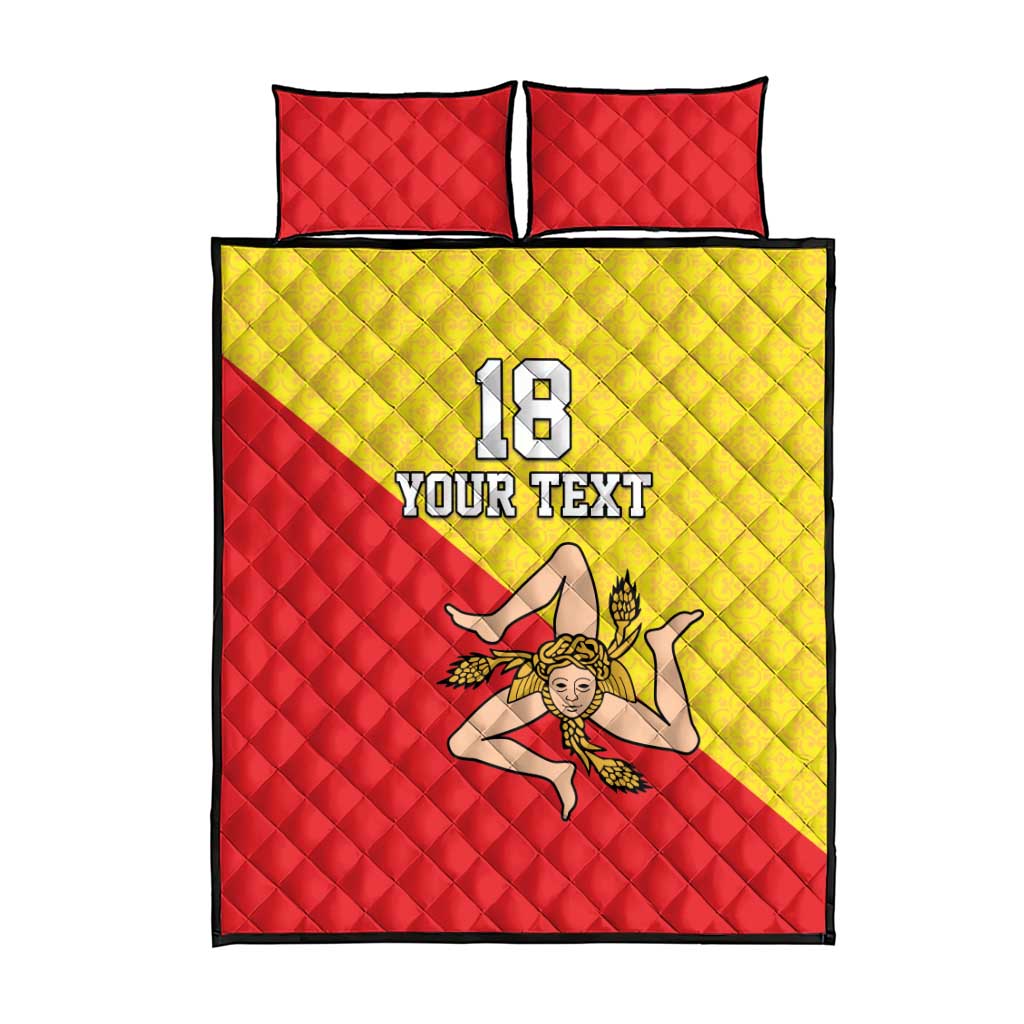 Custom Sicilia Football Quilt Bed Set Naziunali Siciliana - Wonder Print Shop