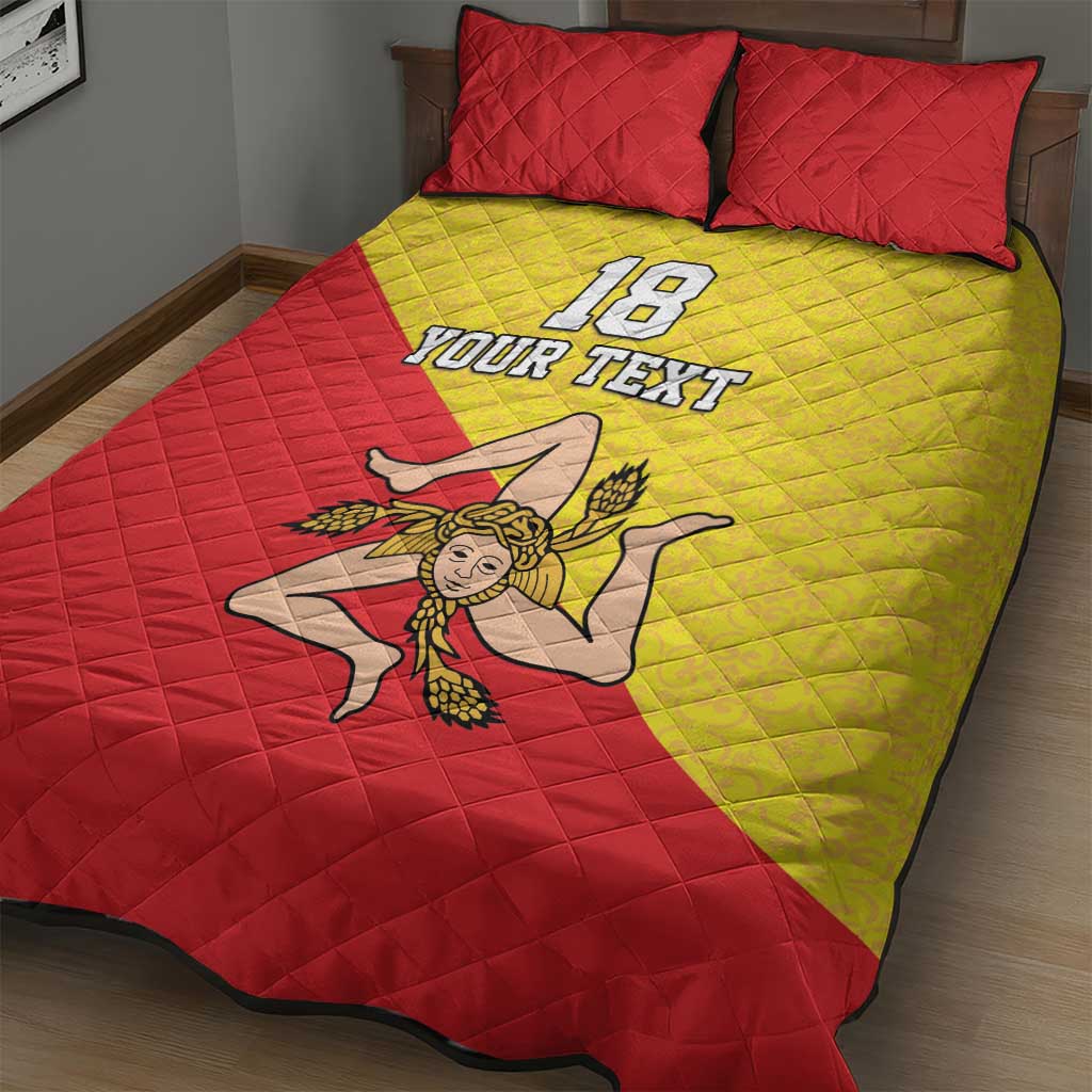 Custom Sicilia Football Quilt Bed Set Naziunali Siciliana - Wonder Print Shop