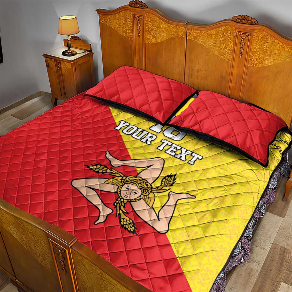 Custom Sicilia Football Quilt Bed Set Naziunali Siciliana - Wonder Print Shop