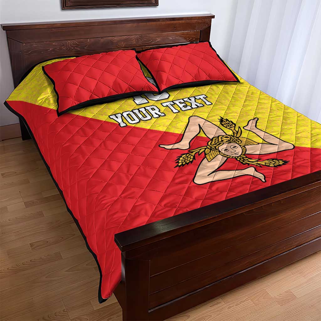 Custom Sicilia Football Quilt Bed Set Naziunali Siciliana - Wonder Print Shop