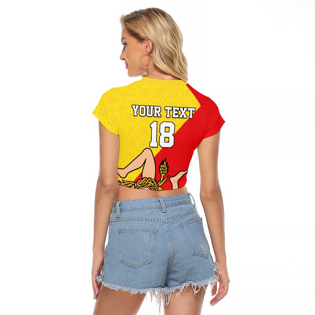 Custom Sicilia Football Raglan Cropped T Shirt Naziunali Siciliana - Wonder Print Shop