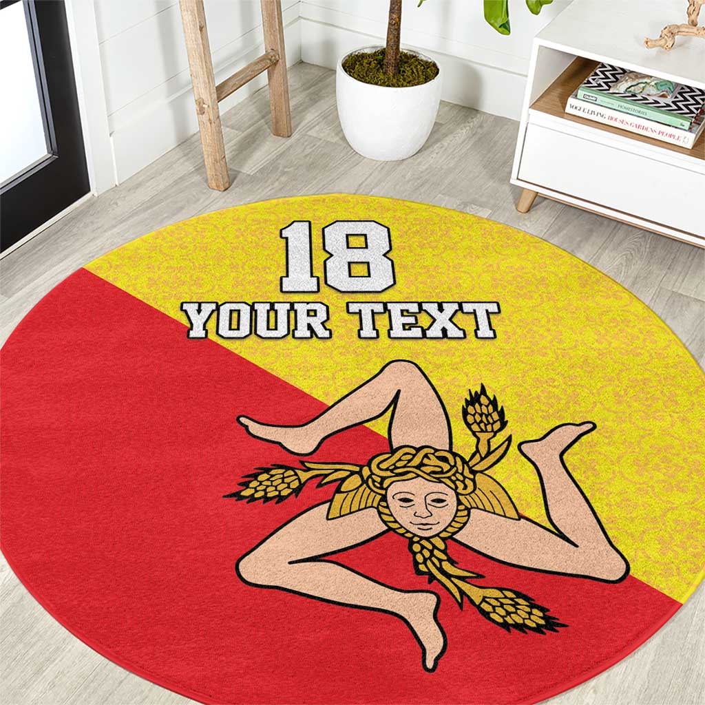 Custom Sicilia Football Round Carpet Naziunali Siciliana - Wonder Print Shop