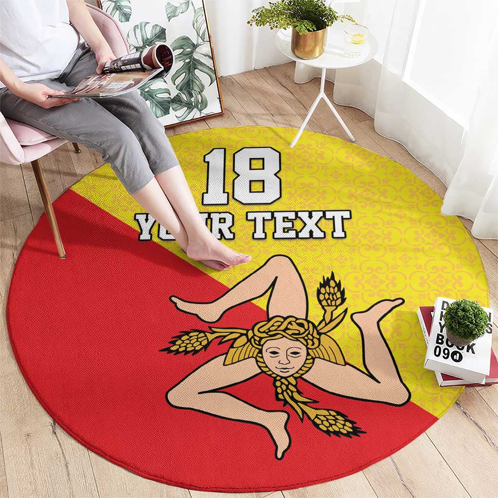 Custom Sicilia Football Round Carpet Naziunali Siciliana - Wonder Print Shop