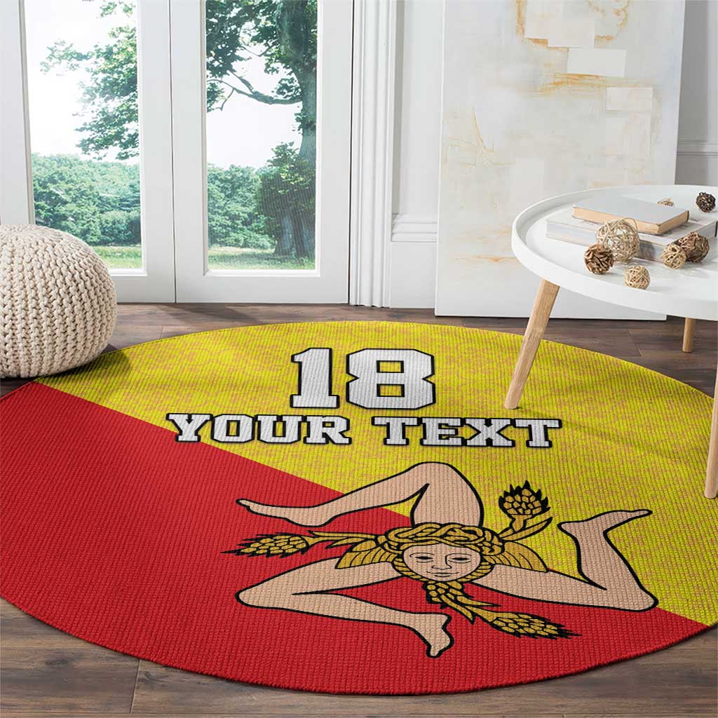 Custom Sicilia Football Round Carpet Naziunali Siciliana - Wonder Print Shop