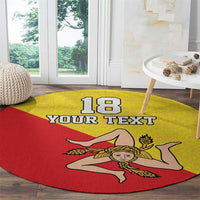 Custom Sicilia Football Round Carpet Naziunali Siciliana - Wonder Print Shop