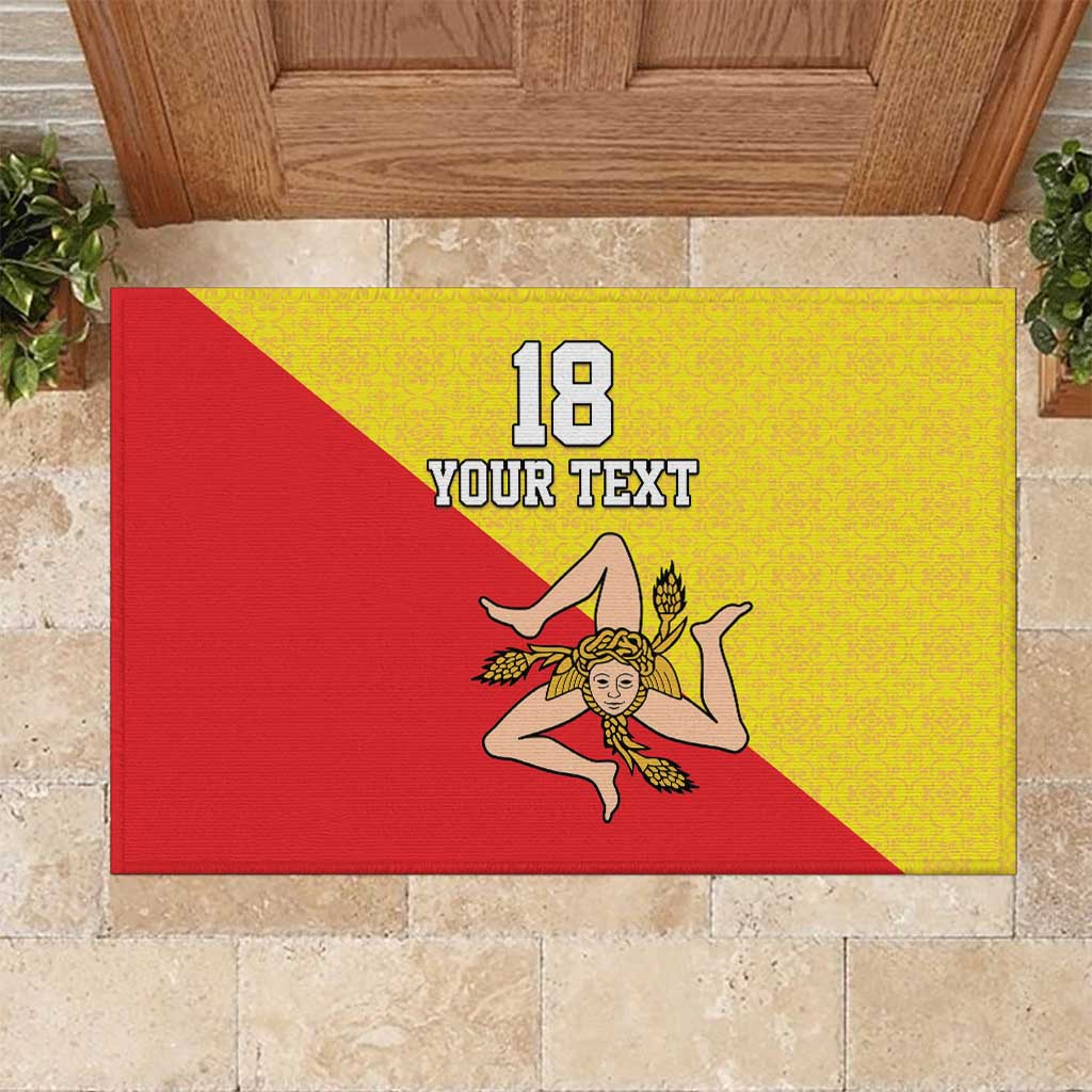 Custom Sicilia Football Rubber Doormat Naziunali Siciliana - Wonder Print Shop