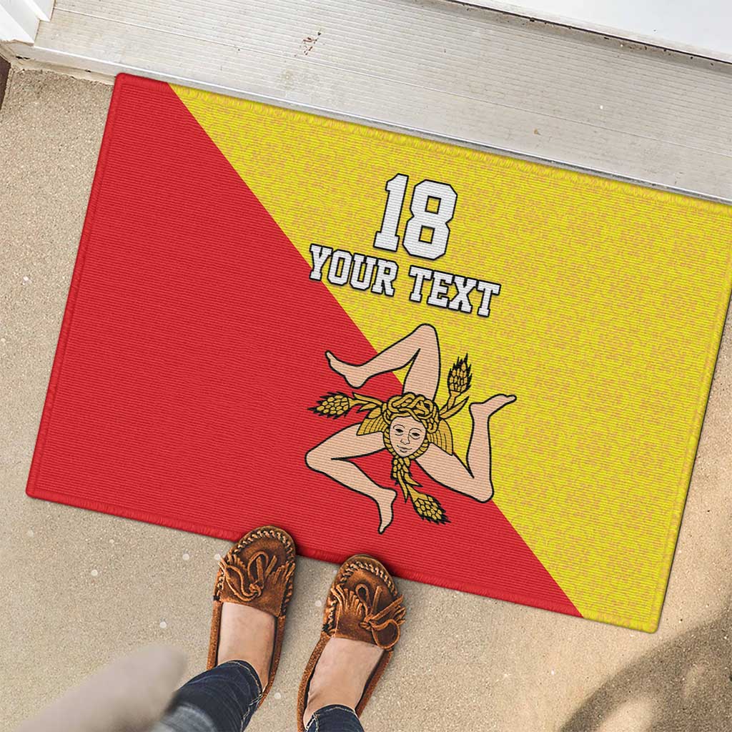 Custom Sicilia Football Rubber Doormat Naziunali Siciliana - Wonder Print Shop