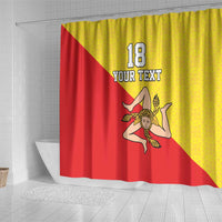 Custom Sicilia Football Shower Curtain Naziunali Siciliana - Wonder Print Shop