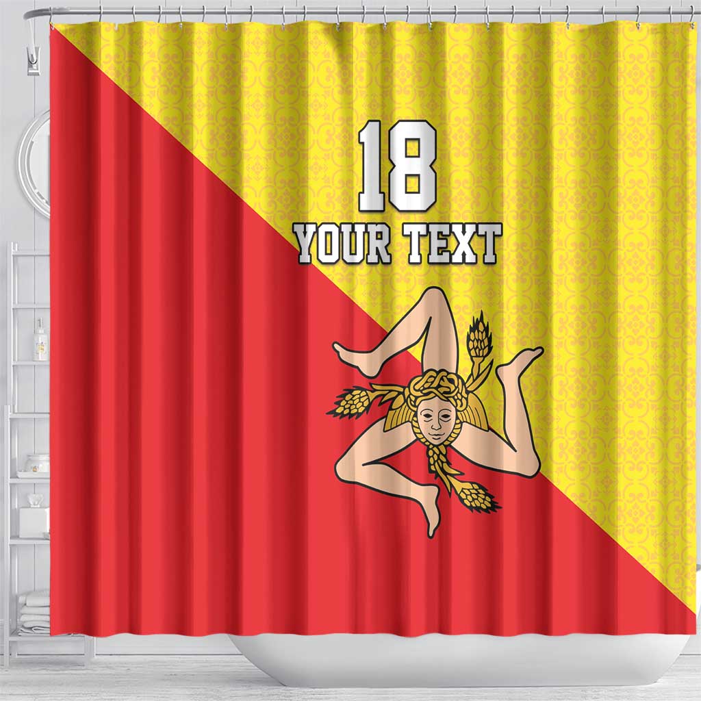 Custom Sicilia Football Shower Curtain Naziunali Siciliana - Wonder Print Shop