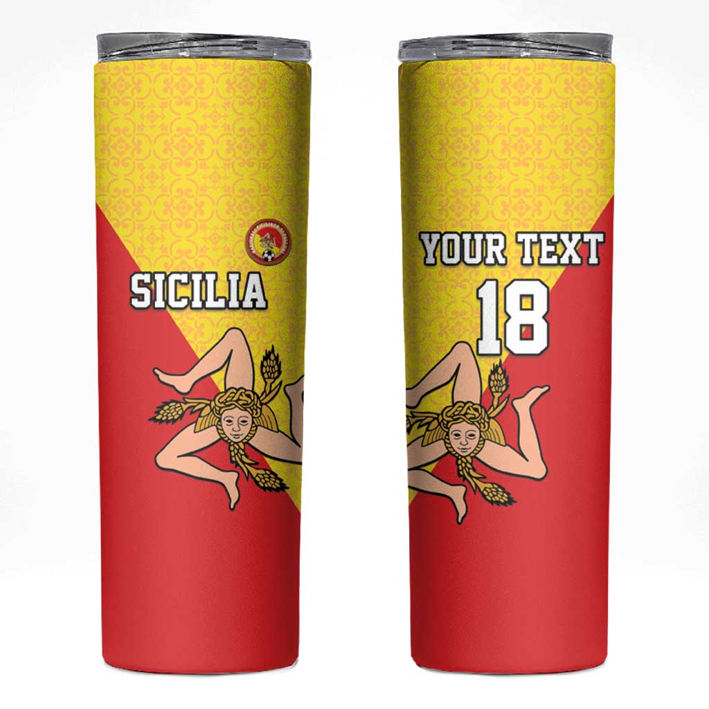 Custom Sicilia Football Skinny Tumbler Naziunali Siciliana - Wonder Print Shop