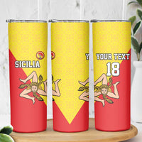 Custom Sicilia Football Skinny Tumbler Naziunali Siciliana - Wonder Print Shop