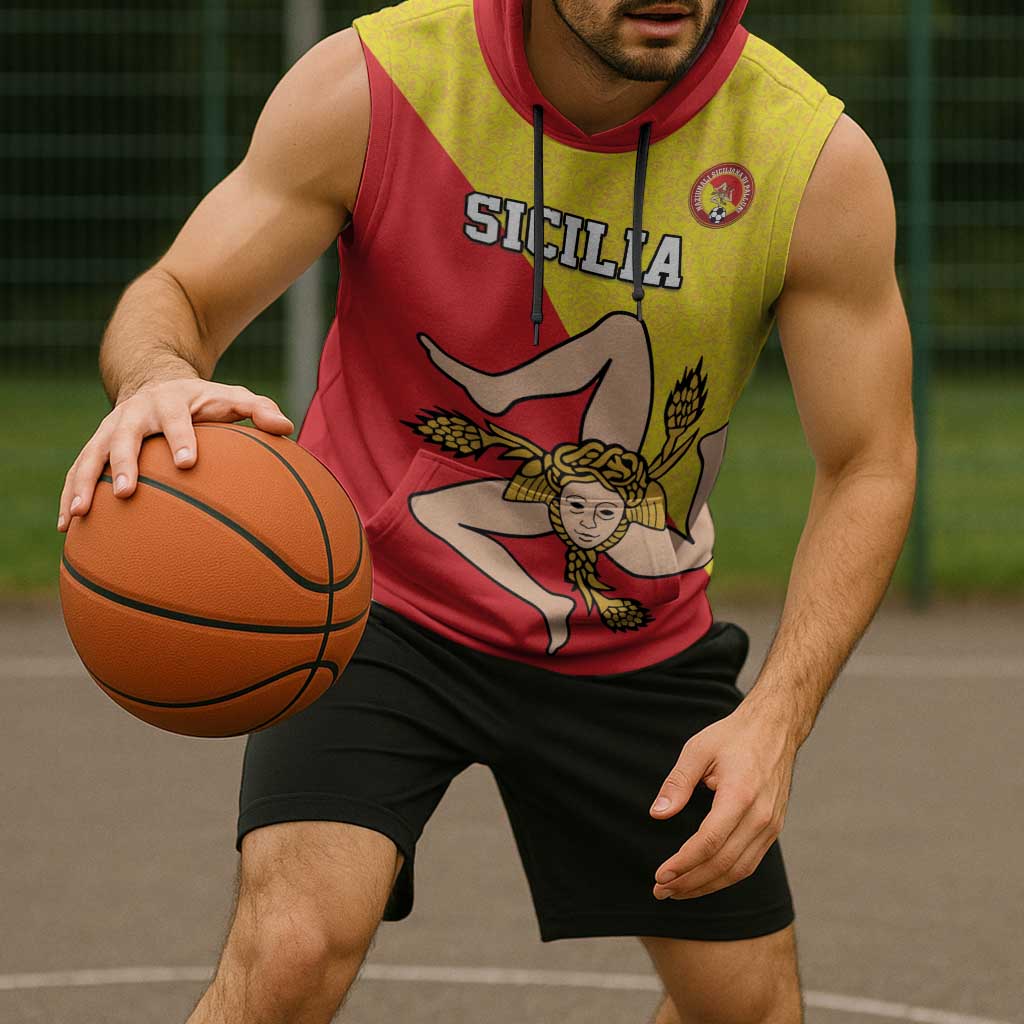 Custom Sicilia Football Sleeveless Hoodie Naziunali Siciliana - Wonder Print Shop