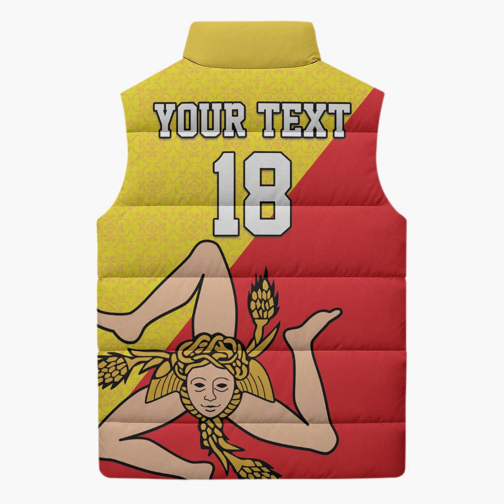 Custom Sicilia Football Sleeveless Puffer Jacket Naziunali Siciliana - Wonder Print Shop