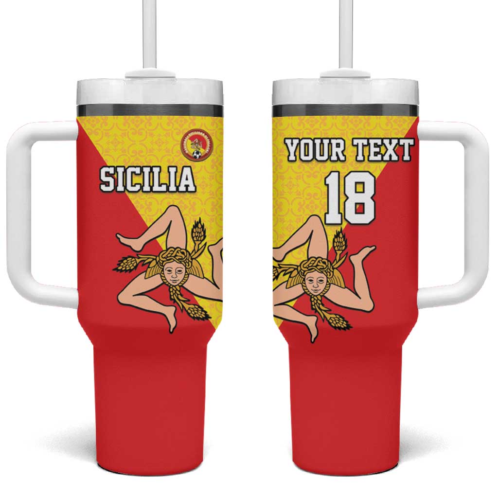 Custom Sicilia Football Tumbler With Handle Naziunali Siciliana - Wonder Print Shop