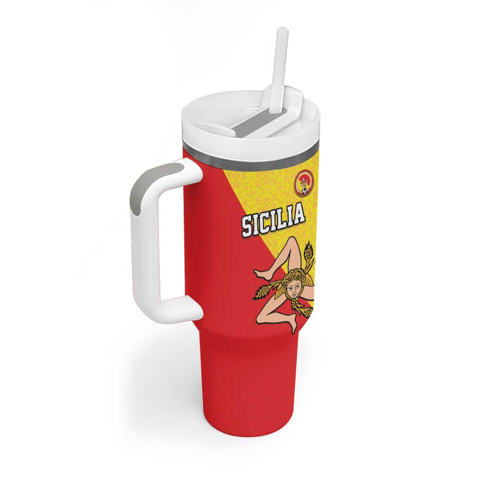 Custom Sicilia Football Tumbler With Handle Naziunali Siciliana - Wonder Print Shop