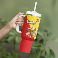 Custom Sicilia Football Tumbler With Handle Naziunali Siciliana - Wonder Print Shop