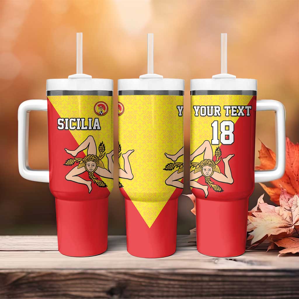 Custom Sicilia Football Tumbler With Handle Naziunali Siciliana - Wonder Print Shop