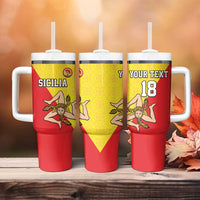 Custom Sicilia Football Tumbler With Handle Naziunali Siciliana - Wonder Print Shop