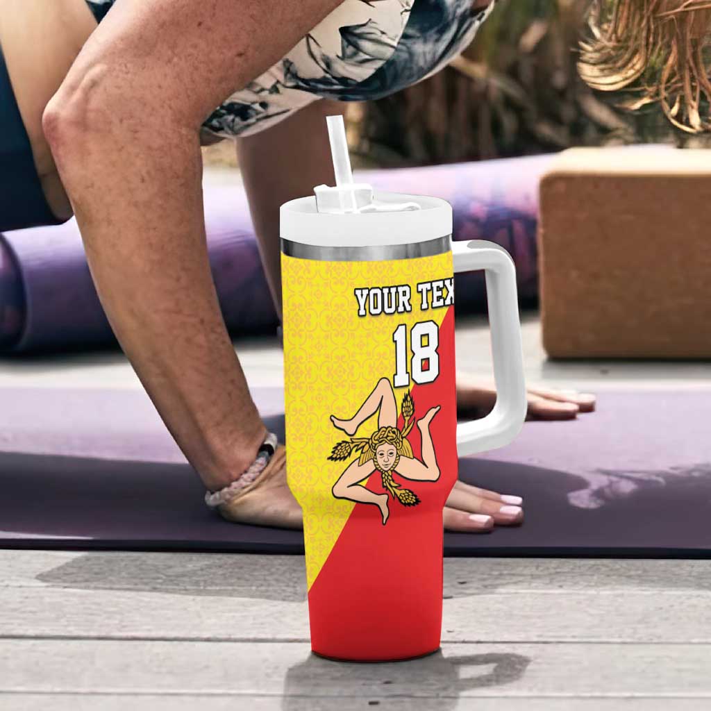 Custom Sicilia Football Tumbler With Handle Naziunali Siciliana - Wonder Print Shop