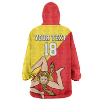 Custom Sicilia Football Wearable Blanket Hoodie Naziunali Siciliana - Wonder Print Shop