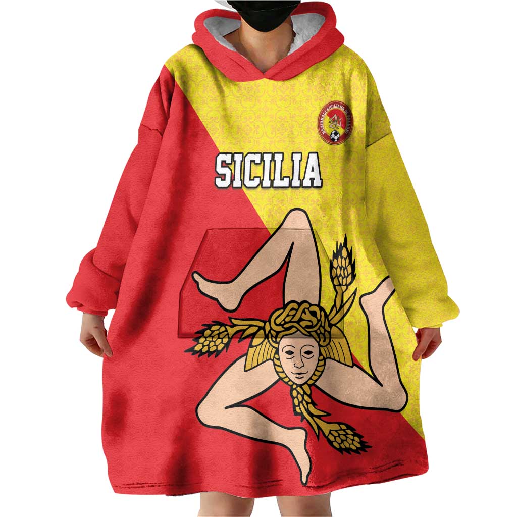 Custom Sicilia Football Wearable Blanket Hoodie Naziunali Siciliana - Wonder Print Shop