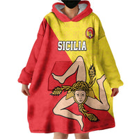 Custom Sicilia Football Wearable Blanket Hoodie Naziunali Siciliana - Wonder Print Shop