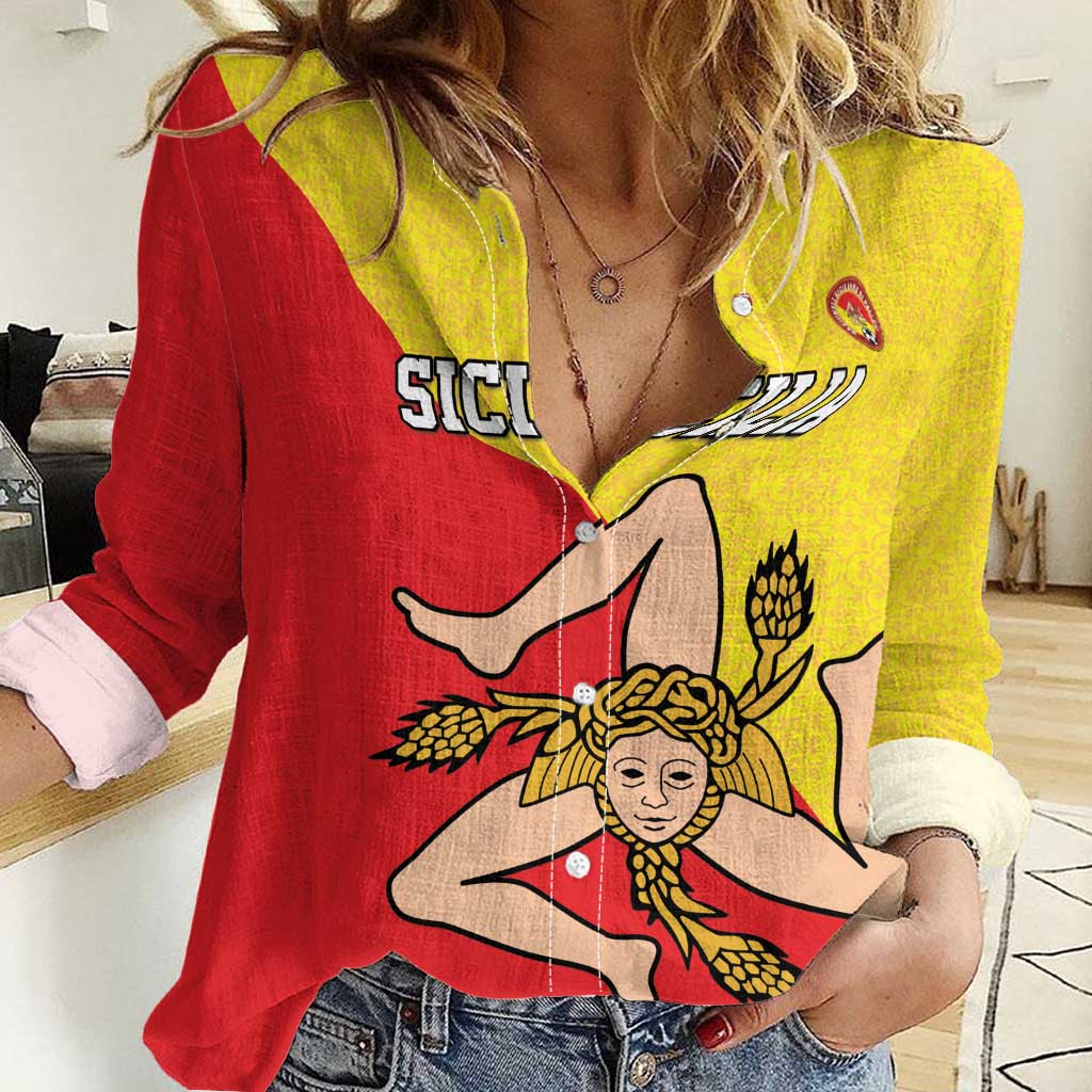Custom Sicilia Football Women Casual Shirt Naziunali Siciliana - Wonder Print Shop