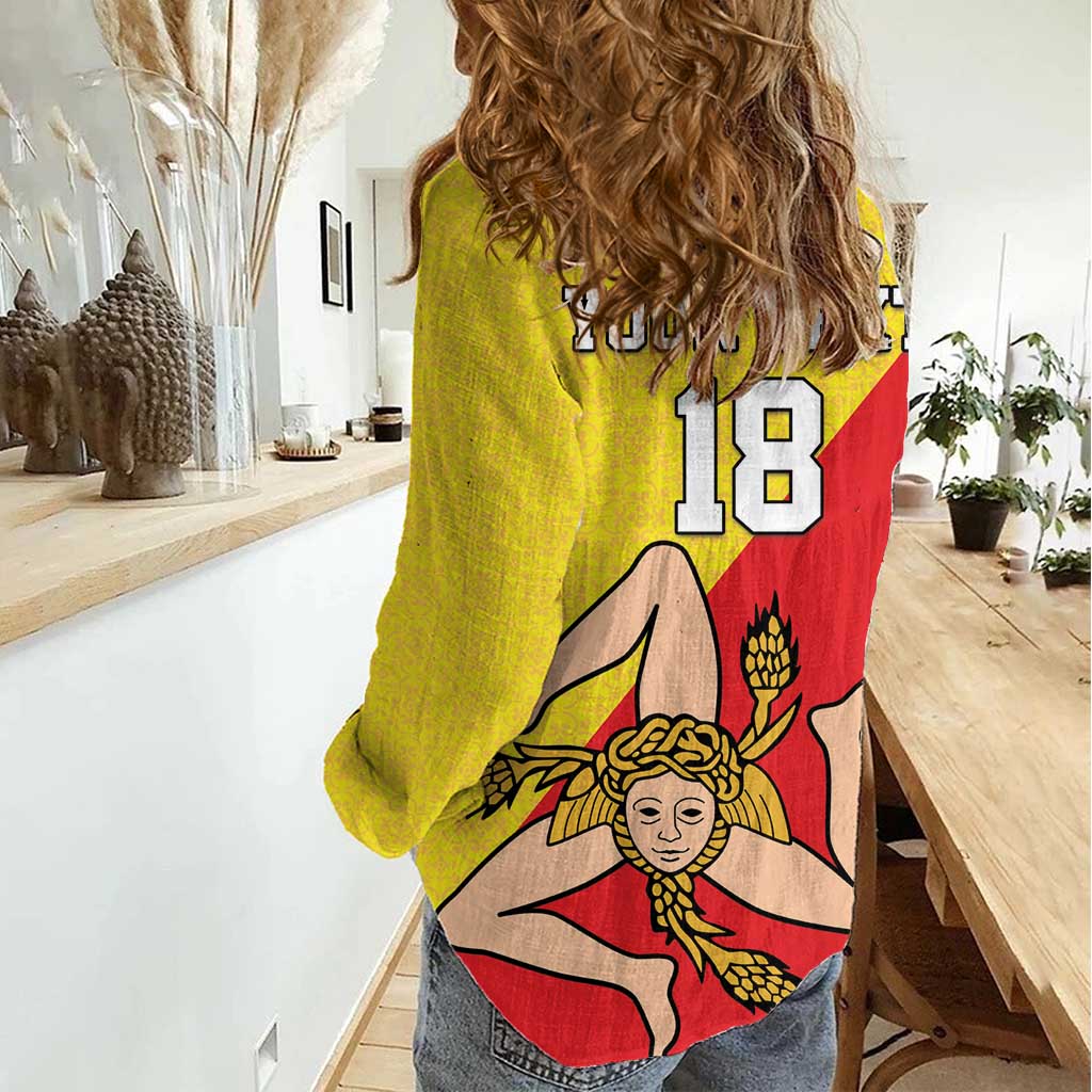 Custom Sicilia Football Women Casual Shirt Naziunali Siciliana - Wonder Print Shop