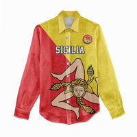 Custom Sicilia Football Women Casual Shirt Naziunali Siciliana - Wonder Print Shop