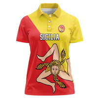 Custom Sicilia Football Women Polo Shirt Naziunali Siciliana - Wonder Print Shop