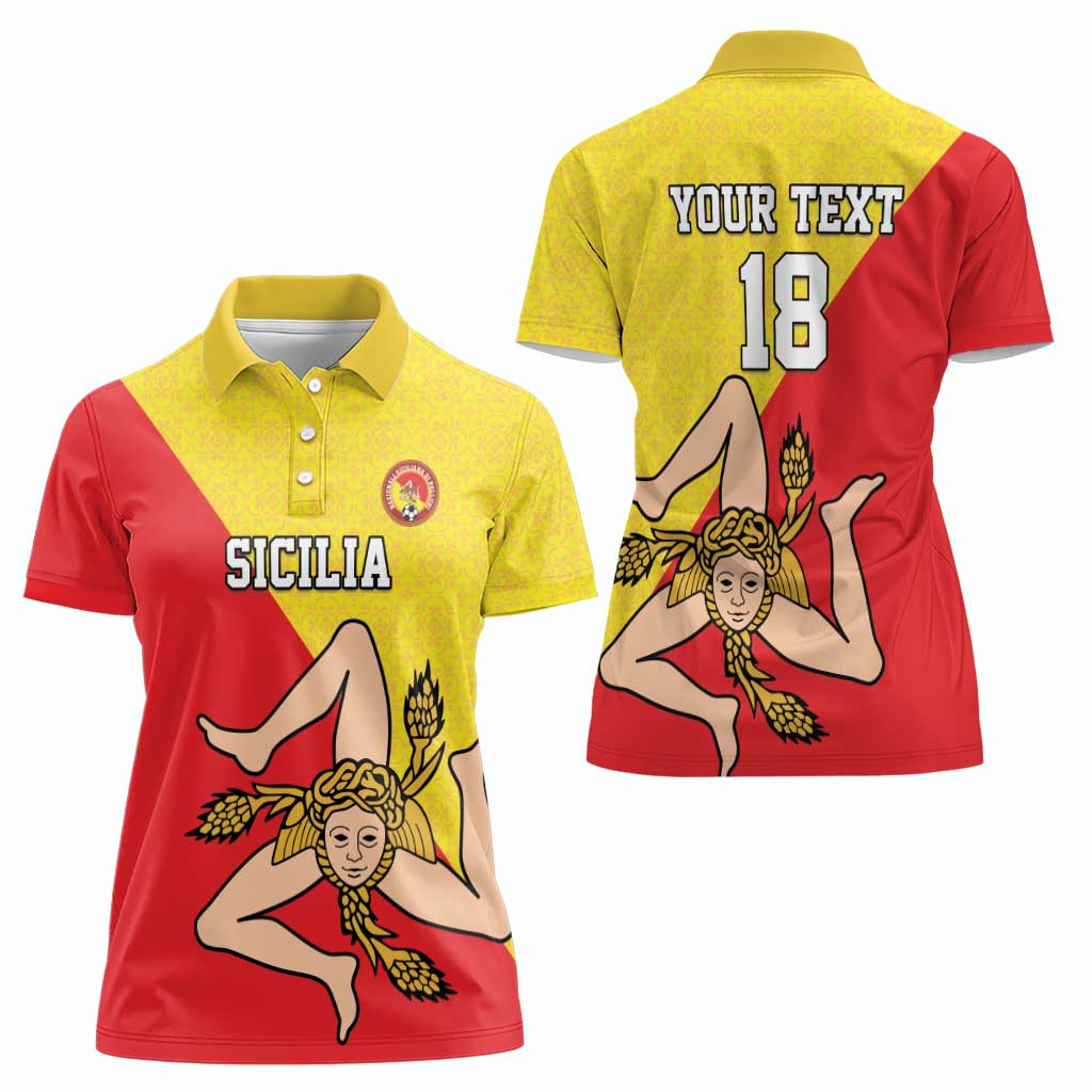 Custom Sicilia Football Women Polo Shirt Naziunali Siciliana - Wonder Print Shop