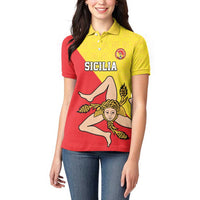 Custom Sicilia Football Women Polo Shirt Naziunali Siciliana - Wonder Print Shop