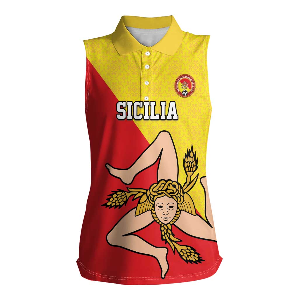 Custom Sicilia Football Women Sleeveless Polo Shirt Naziunali Siciliana - Wonder Print Shop