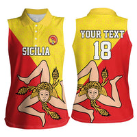 Custom Sicilia Football Women Sleeveless Polo Shirt Naziunali Siciliana - Wonder Print Shop