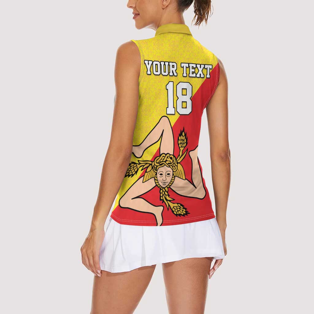 Custom Sicilia Football Women Sleeveless Polo Shirt Naziunali Siciliana - Wonder Print Shop