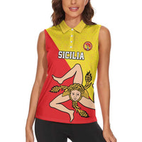Custom Sicilia Football Women Sleeveless Polo Shirt Naziunali Siciliana - Wonder Print Shop