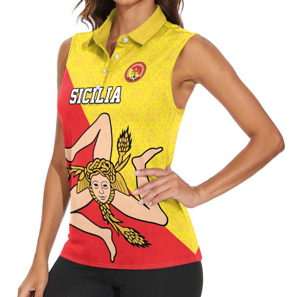 Custom Sicilia Football Women Sleeveless Polo Shirt Naziunali Siciliana - Wonder Print Shop