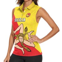 Custom Sicilia Football Women Sleeveless Polo Shirt Naziunali Siciliana - Wonder Print Shop