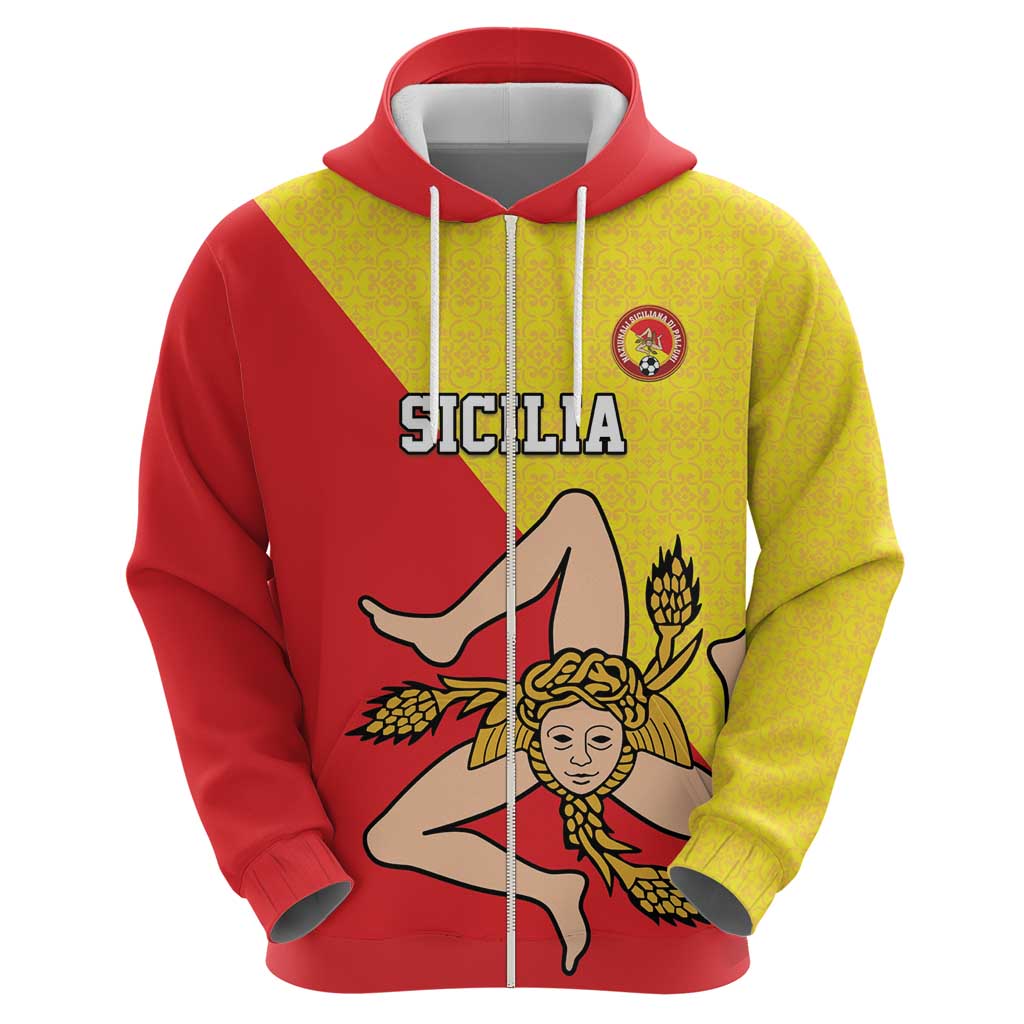 Custom Sicilia Football Zip Hoodie Naziunali Siciliana - Wonder Print Shop